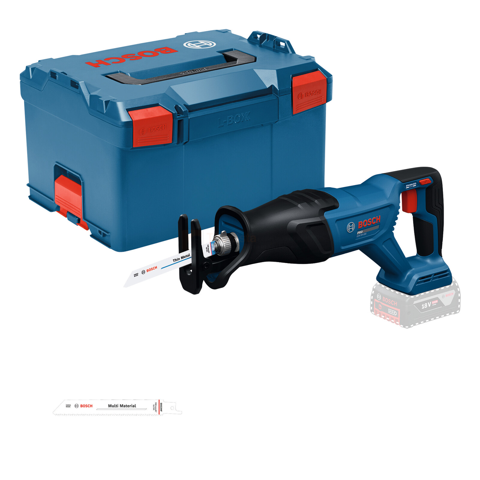 Bosch cordless reciprocating saw GSA18V-280 + L-Boxx, without battery and charger